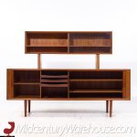Svend Aage Larsen for Faarup Møbelfabrik Mid Century Danish Teak Tambour Door Credenza with Hutch | Mid Century Modern Furniture - Mid Century Furniture Chicago Svend Aage Larsen for Faarup Møbelfabrik Mid Century Danish Teak Tambour Door Credenza with Hutch