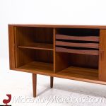 Svend Aage Larsen for Faarup Møbelfabrik Mid Century Danish Teak Tambour Door Credenza with Hutch | Mid Century Modern Furniture - Mid Century Furniture Chicago Svend Aage Larsen for Faarup Møbelfabrik Mid Century Danish Teak Tambour Door Credenza with Hutch