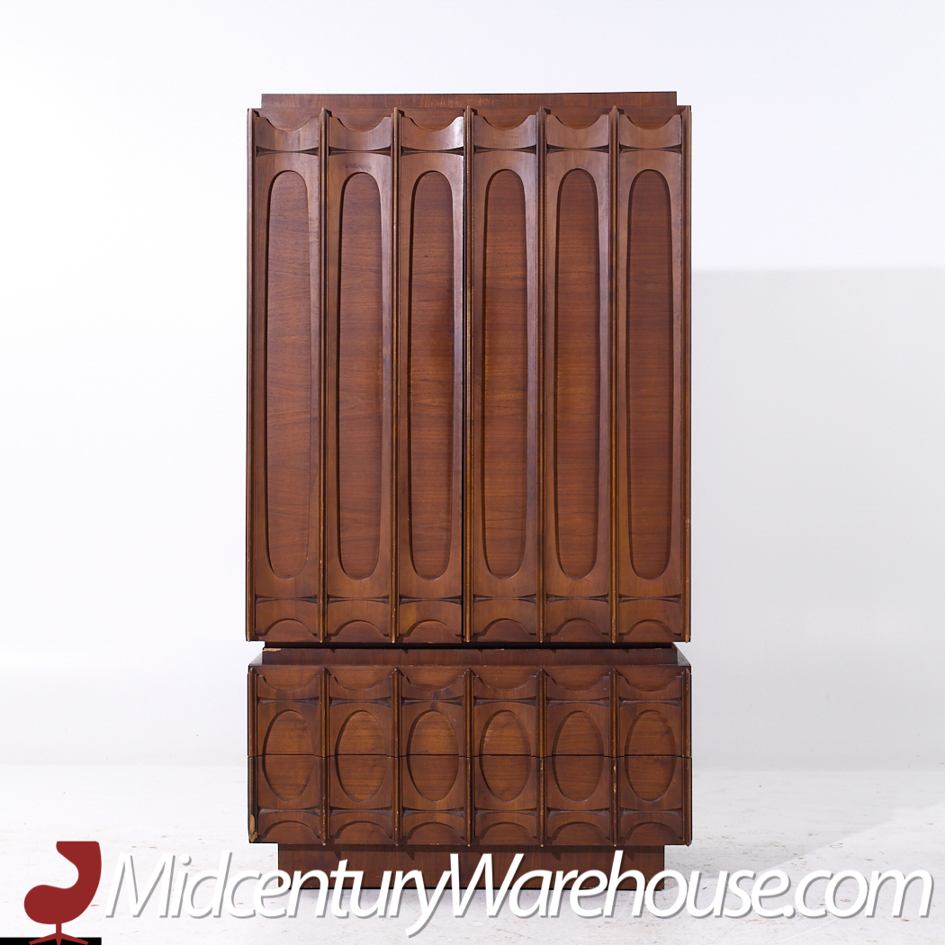 Tobago Brutalist Mid Century Walnut Armoire Dresser