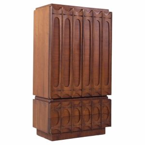Tobago Brutalist Mid Century Walnut Armoire Dresser