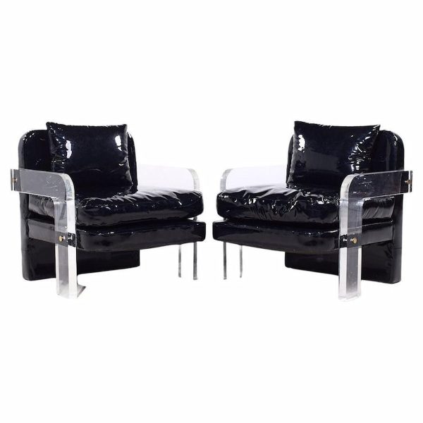 Vladimir Kagan Mid Century Lucite Lounge Chairs - Pair