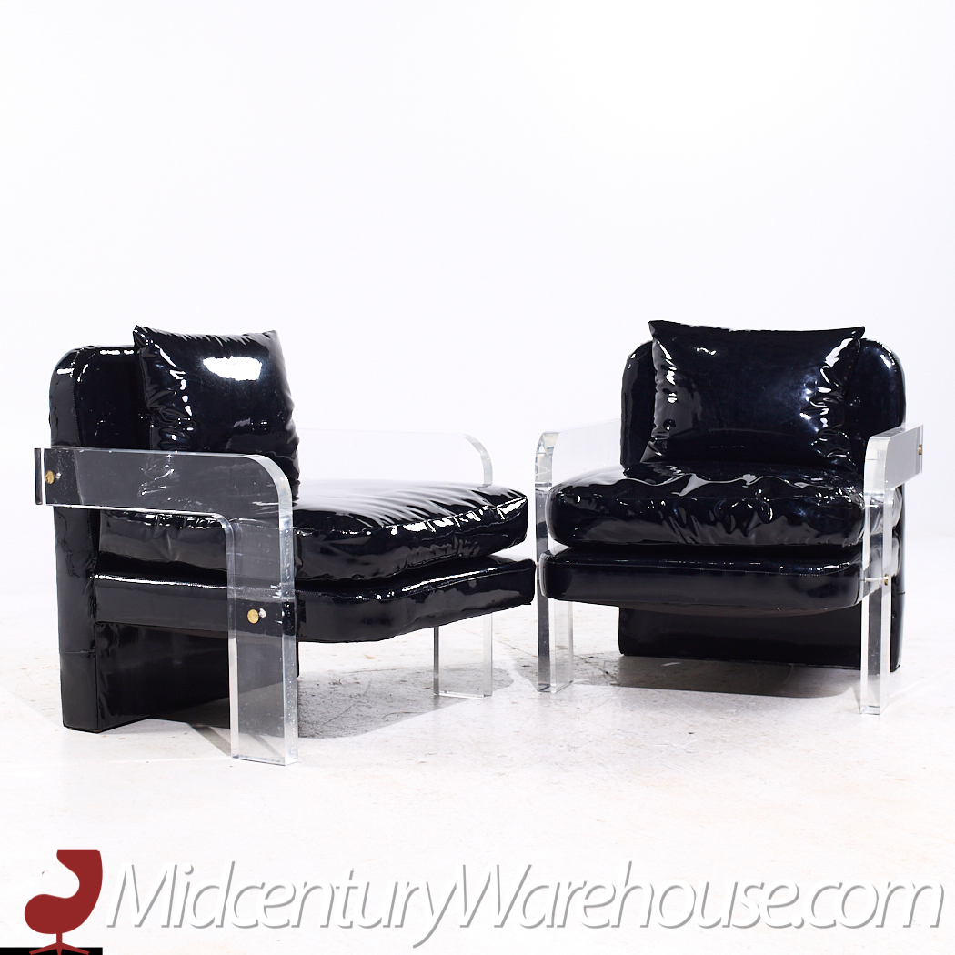 Vladimir Kagan Mid Century Lucite Lounge Chairs - Pair
