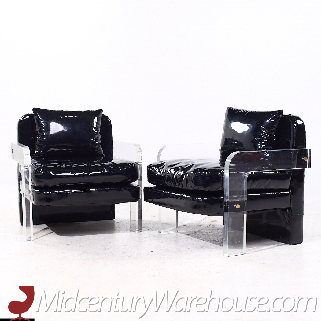 Vladimir Kagan Mid Century Lucite Lounge Chairs - Pair