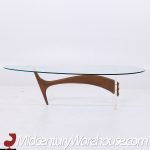 Vladimir Kagan Style Mid Century Walnut and Lucite Kidney Shaped Coffee Table | Mid Century Modern Furniture - Mid Century Furniture Chicago Vladimir Kagan Style Mid Century Walnut and Lucite Kidney Shaped Coffee Table