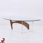 Vladimir Kagan Style Mid Century Walnut and Lucite Kidney Shaped Coffee Table | Mid Century Modern Furniture - Mid Century Furniture Chicago Vladimir Kagan Style Mid Century Walnut and Lucite Kidney Shaped Coffee Table