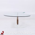 Vladimir Kagan Style Mid Century Walnut and Lucite Kidney Shaped Coffee Table | Mid Century Modern Furniture - Mid Century Furniture Chicago Vladimir Kagan Style Mid Century Walnut and Lucite Kidney Shaped Coffee Table