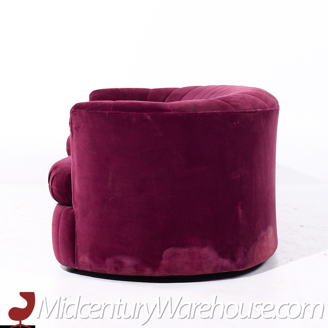 Weiman Mid Century Channeled Crescent Sofa - Pair