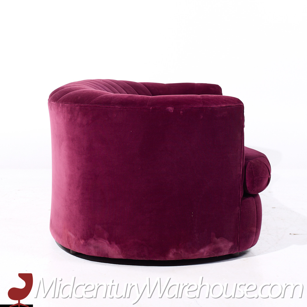 Weiman Mid Century Channeled Crescent Sofa - Pair