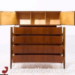 William Hinn Mid Century Walnut Curved Front Highboy Dresser | Mid Century Modern Furniture - Mid Century Furniture Chicago William Hinn Mid Century Walnut Curved Front Highboy Dresser
