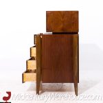 William Hinn Mid Century Walnut Curved Front Highboy Dresser | Mid Century Modern Furniture - Mid Century Furniture Chicago William Hinn Mid Century Walnut Curved Front Highboy Dresser
