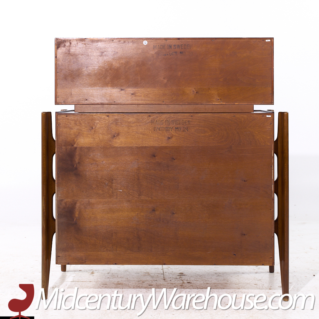 William Hinn Mid Century Walnut Curved Front Highboy Dresser