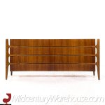 William Hinn Mid Century Walnut Curved Front Lowboy Dresser | Mid Century Modern Furniture - Mid Century Furniture Chicago William Hinn Mid Century Walnut Curved Front Lowboy Dresser