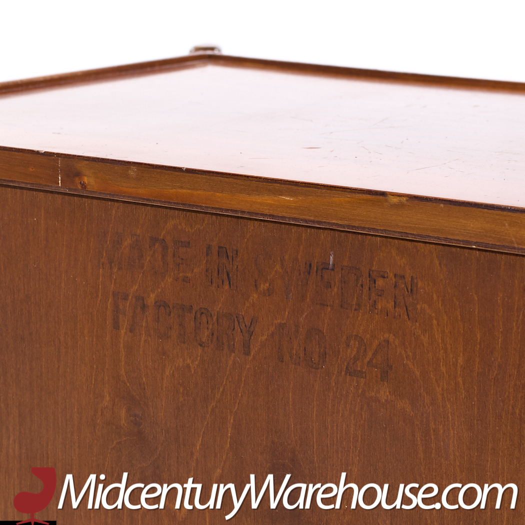 William Hinn Mid Century Walnut Curved Front Nightstands - Pair