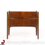 William Hinn Mid Century Walnut Curved Front Nightstands - Pair | Mid Century Modern Furniture - Mid Century Furniture Chicago William Hinn Mid Century Walnut Curved Front Nightstands - Pair