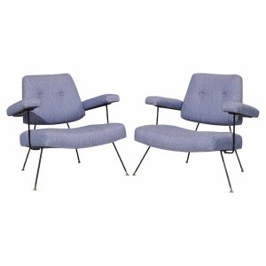 adrian pearsall for craft associates 104c mid century iron lounge chairs - pair