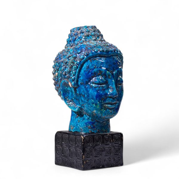 Aldo Londi for Bitossi Mid Century Blue Buddha Bust