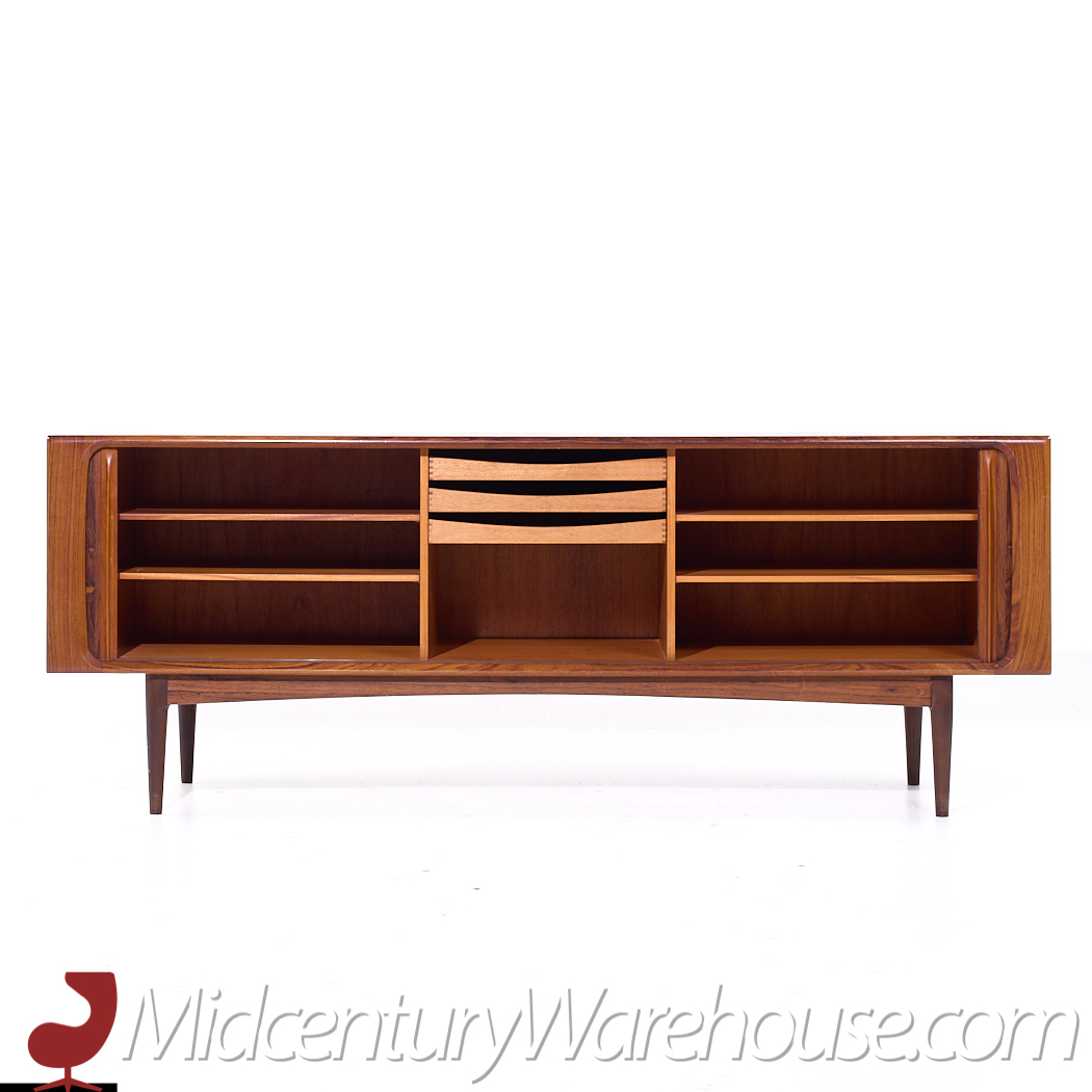 Bernhard Pedersen Mid Century Danish Rosewood Tambour Door Credenza