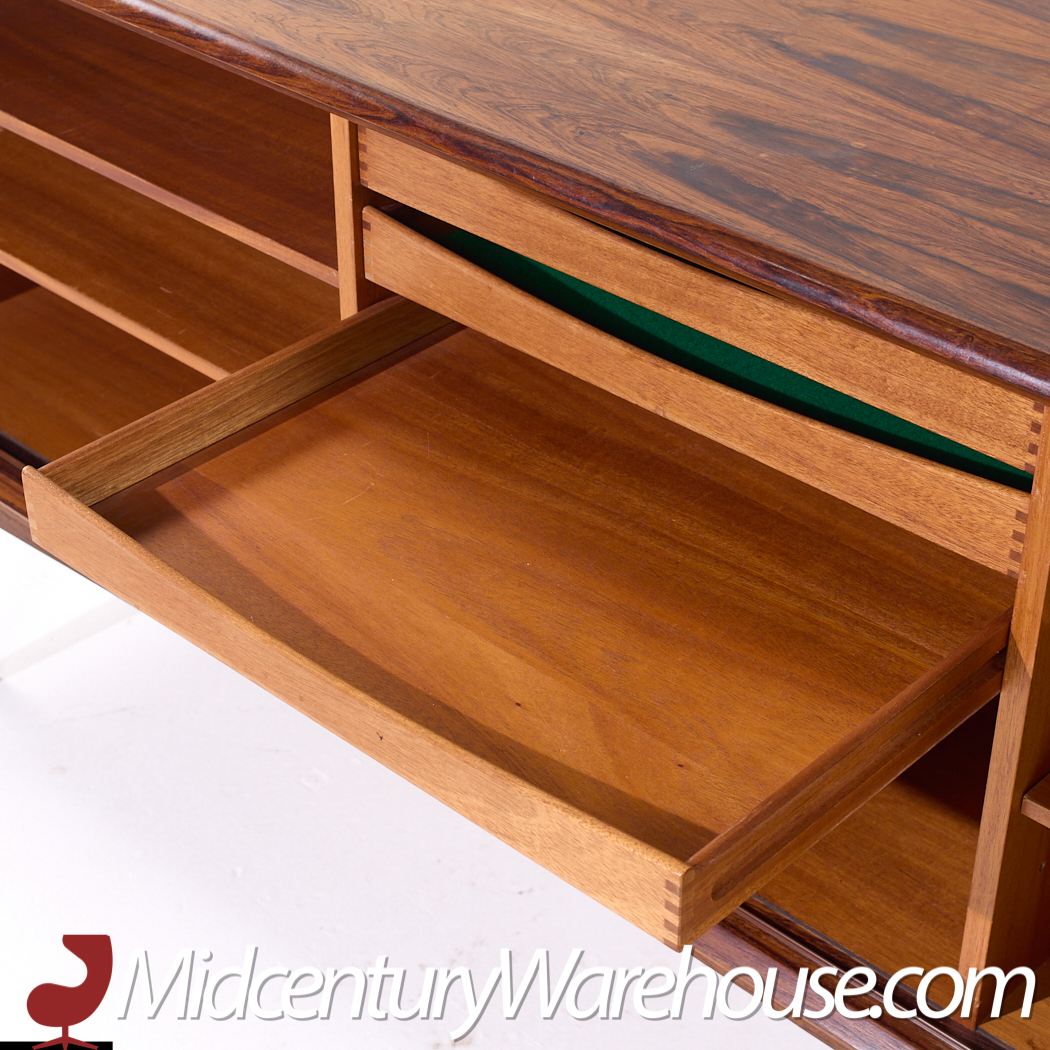 Bernhard Pedersen Mid Century Danish Rosewood Tambour Door Credenza
