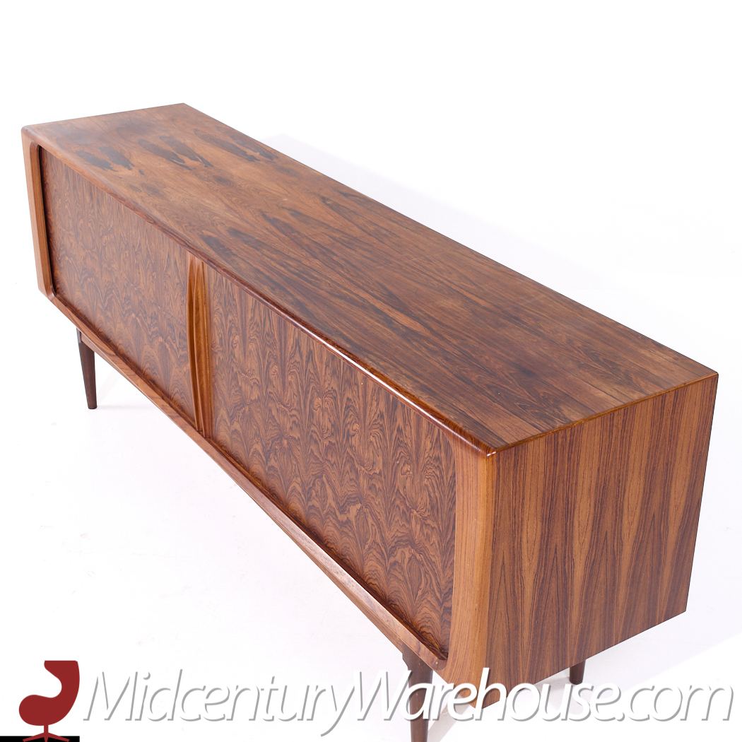 Bernhard Pedersen Mid Century Danish Rosewood Tambour Door Credenza