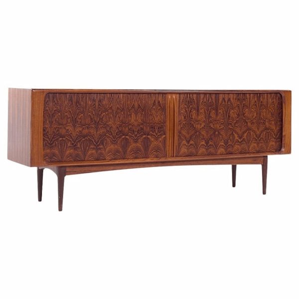Bernhard Pedersen Mid Century Danish Rosewood Tambour Door Credenza