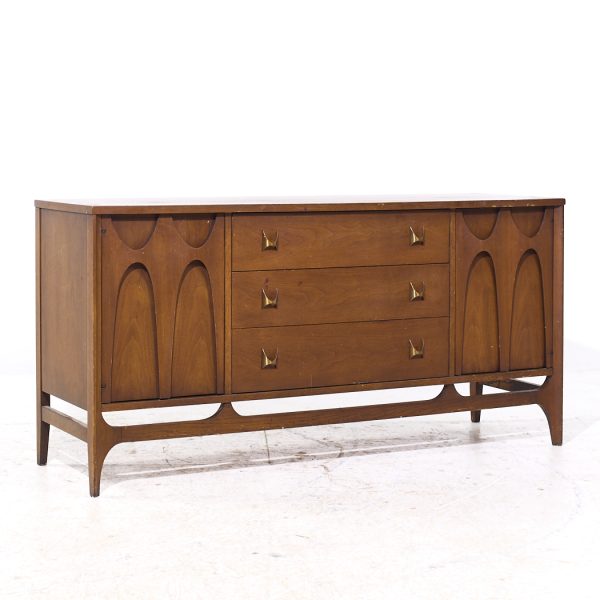 Broyhill Brasilia Mid Century Walnut and Brass Credenza