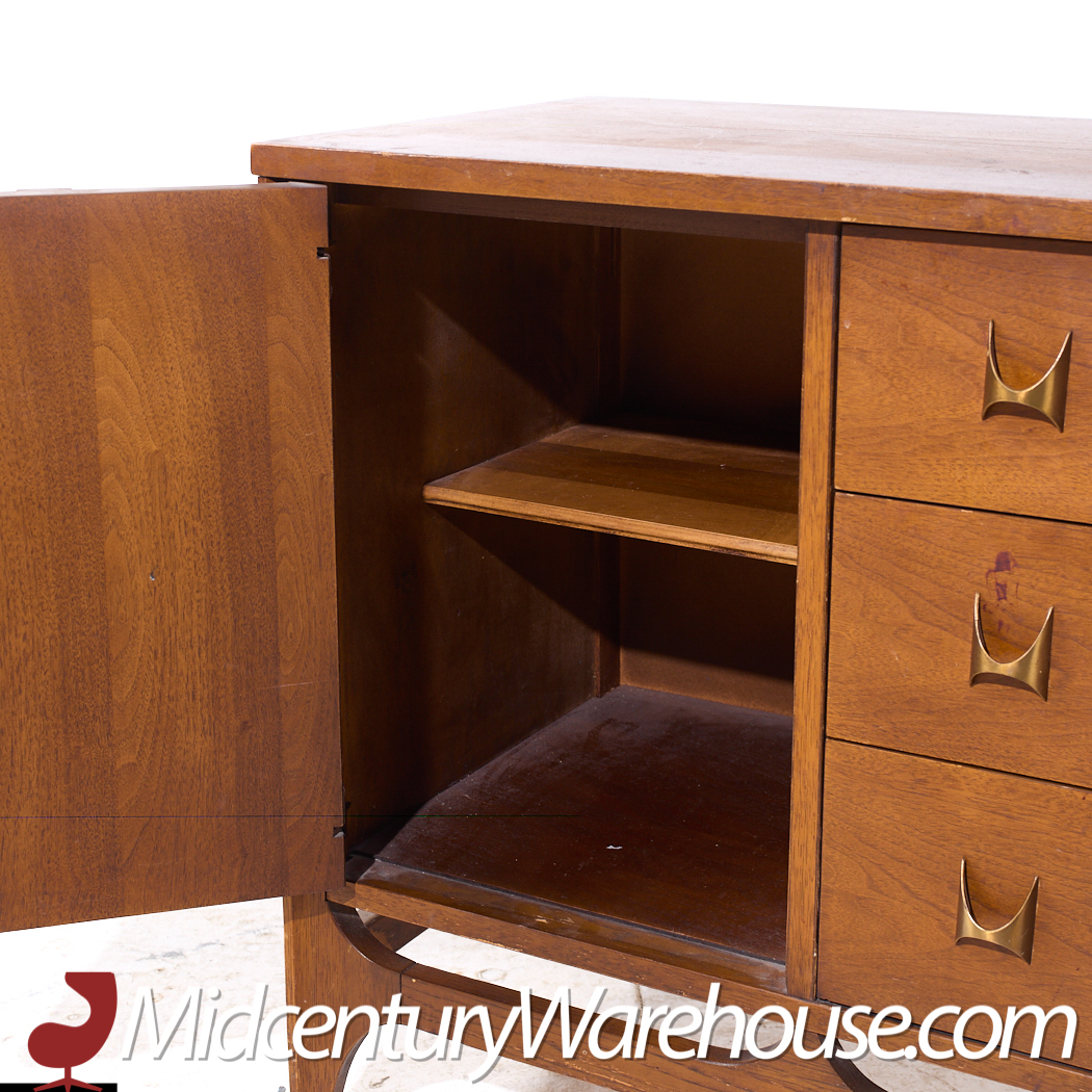 Broyhill Brasilia Mid Century Walnut and Brass Credenza