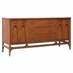 Broyhill Brasilia Mid Century Walnut and Brass Credenza | Mid Century Modern Furniture - Mid Century Furniture Chicago Broyhill Brasilia Mid Century Walnut and Brass Credenza