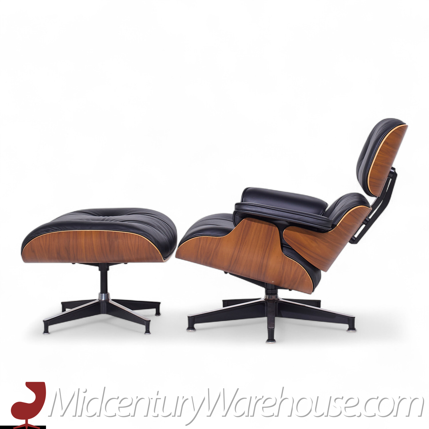 Charles and Ray Eames for Herman Miller Mid Century Walnut Chair and Ottoman