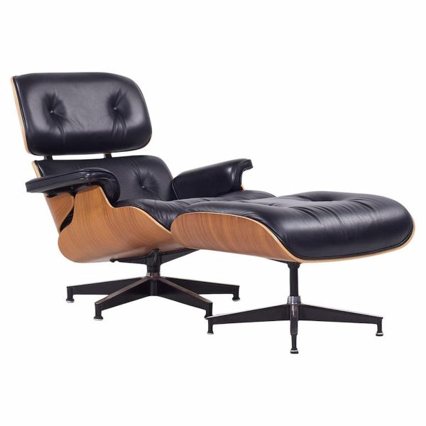 Charles and Ray Eames for Herman Miller Mid Century Walnut Tall Lounge Chair with Ottoman