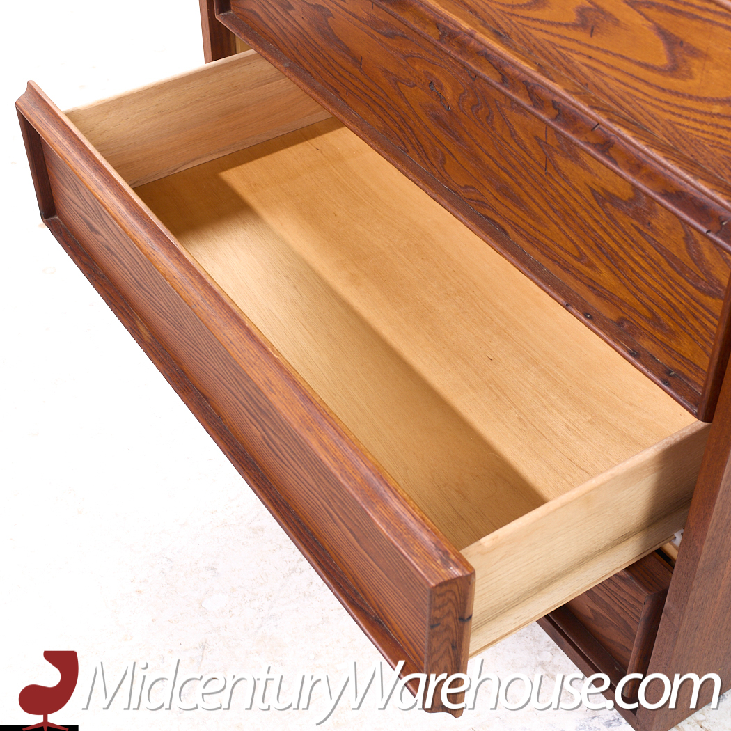 Dillingham Mid Century Pecky Cyprus 5 Drawer Dresser
