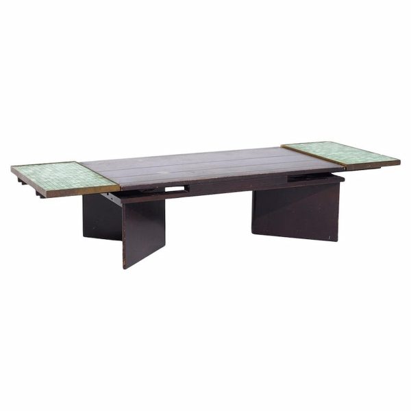 Edward Wormley for Dunbar Model 5427 Mahogany Brass and Murano Glass Tile Coffee Table