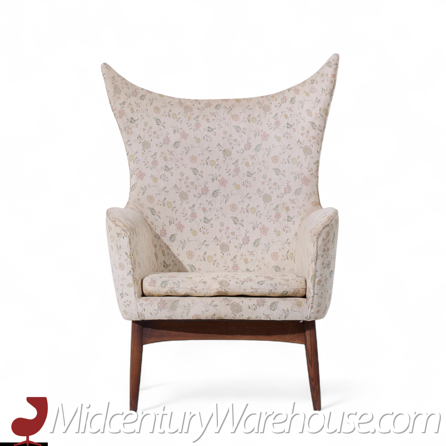 H.w. Klein for Bramin Møbler Model 207/5 Mid Century Danish Walnut Wing Chair