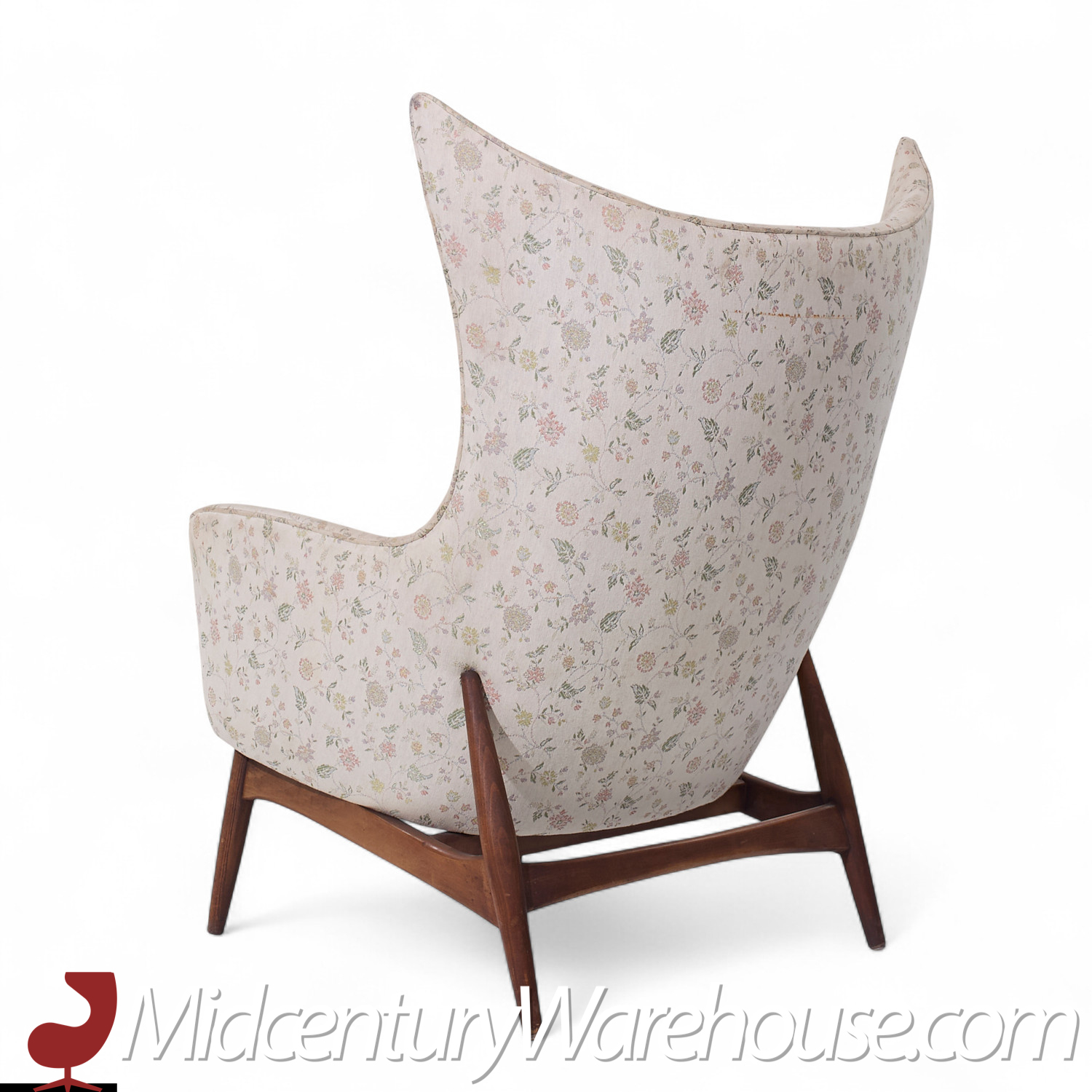 H.w. Klein for Bramin Møbler Model 207/5 Mid Century Danish Walnut Wing Chair