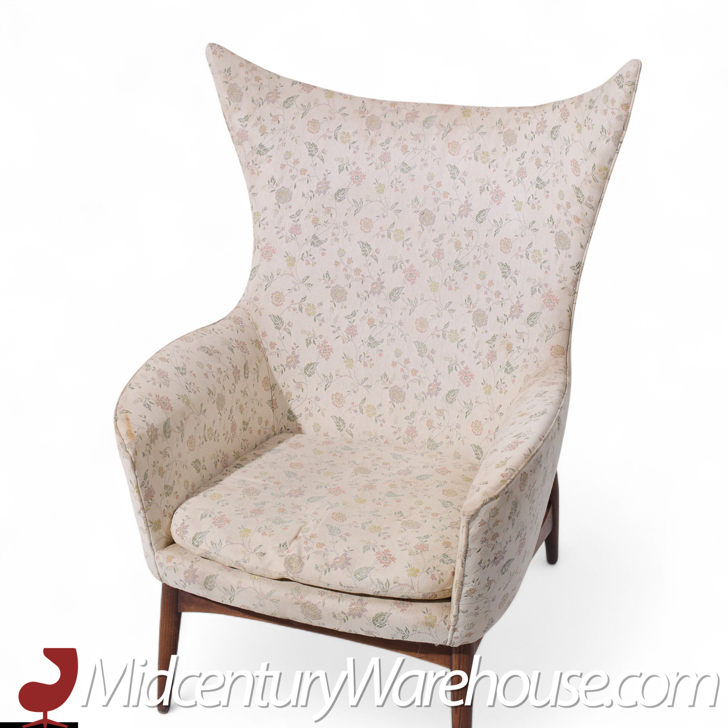 H.w. Klein for Bramin Møbler Model 207/5 Mid Century Danish Walnut Wing Chair