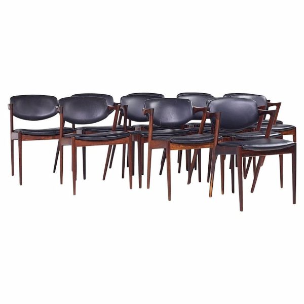 Kai Kristiansen Model 42 Mid Century Danish Rosewood Z Chairs - Set of 12