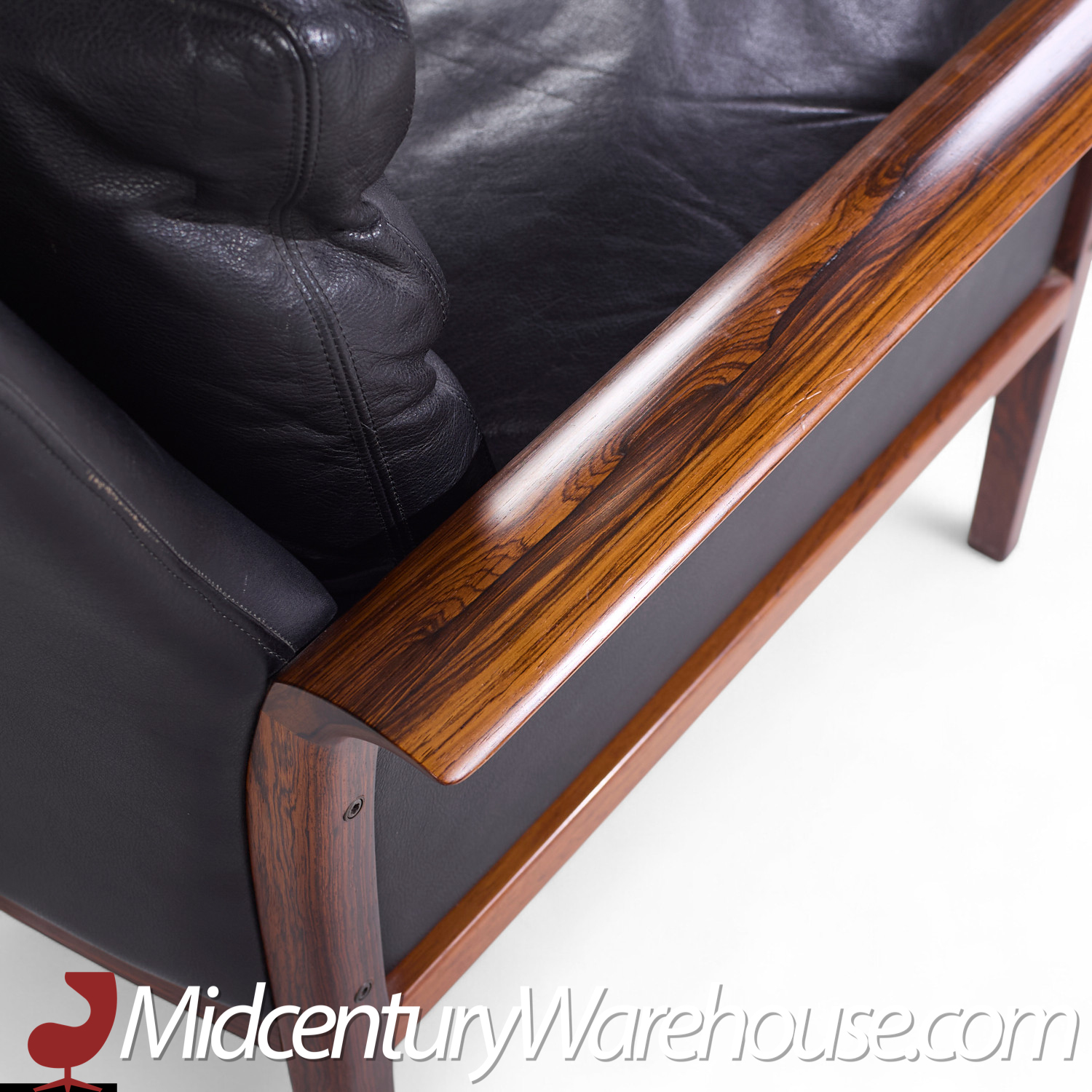 Knut Saeter for Vatne Møbler Mid Century Norwegian Rosewood and Leather Sofa