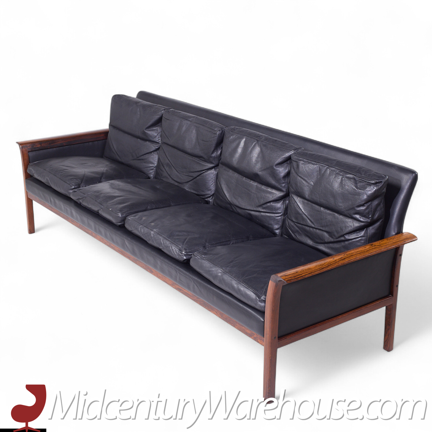 Knut Saeter for Vatne Møbler Mid Century Norwegian Rosewood and Leather Sofa