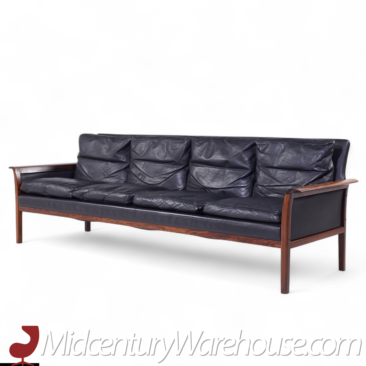 Knut Saeter for Vatne Møbler Mid Century Norwegian Rosewood and Leather Sofa