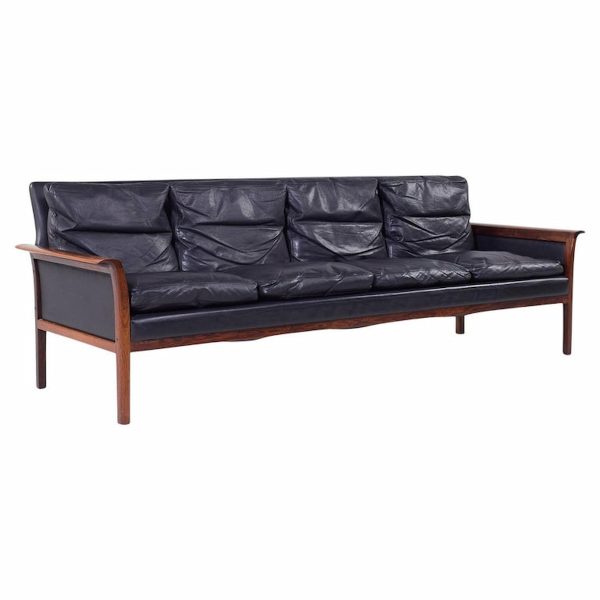 Knut Saeter for Vatne Møbler Mid Century Norwegian Rosewood and Leather Sofa