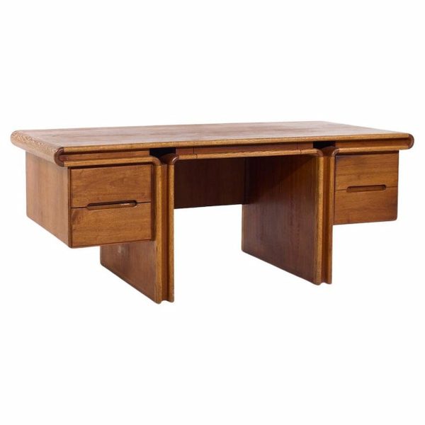 Lou Hodges for Creative Crafts Mid Century Curved Walnut Executive Desk