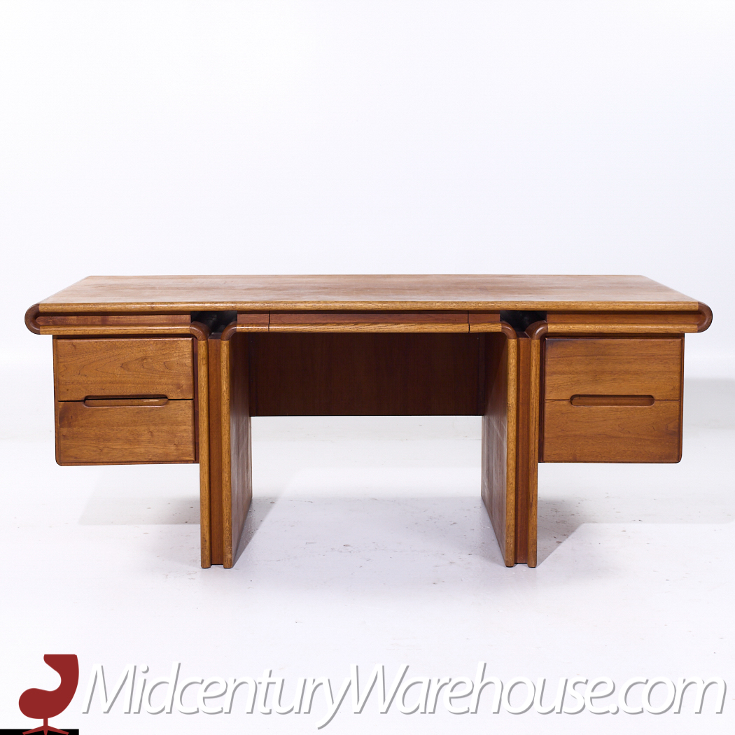Lou Hodges for Creative Crafts Mid Century Curved Walnut Executive Desk