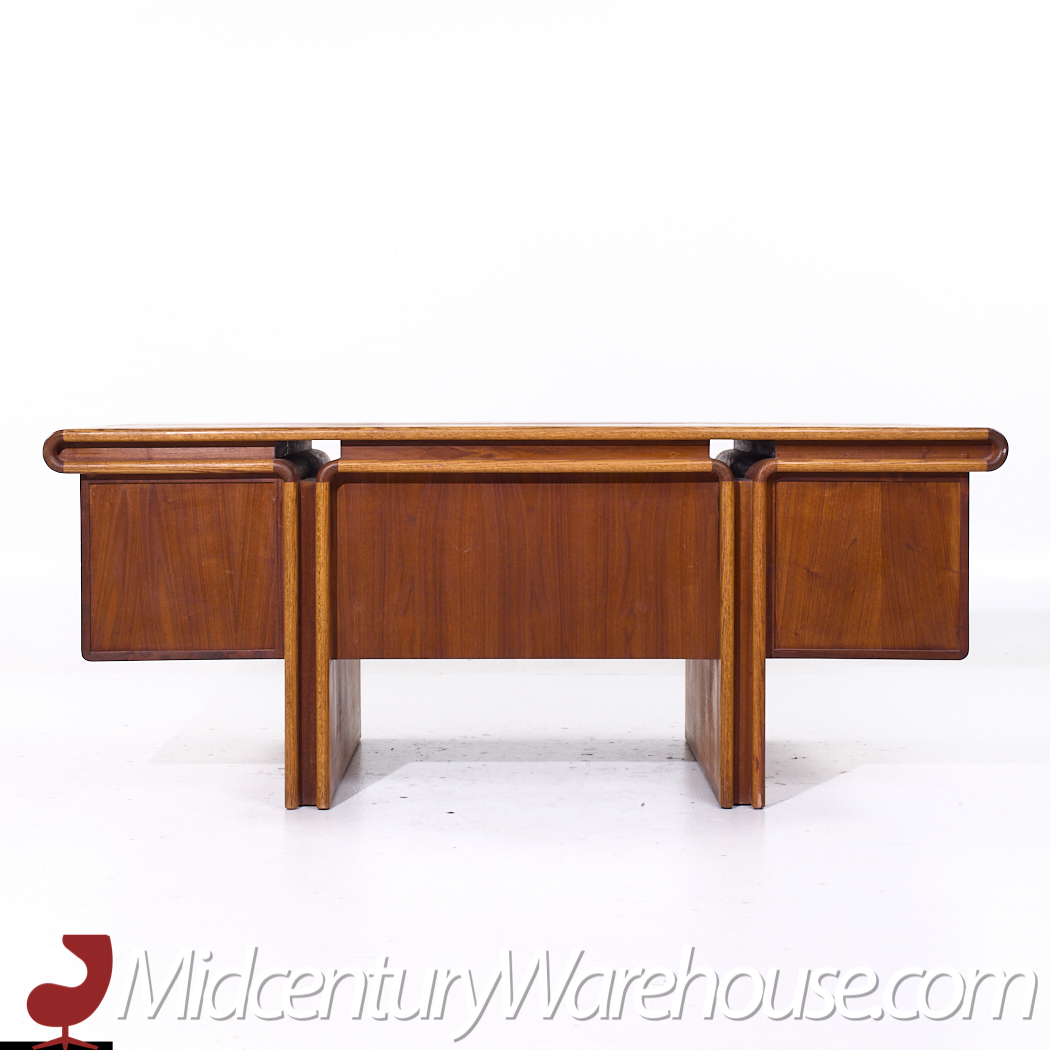 Lou Hodges for Creative Crafts Mid Century Curved Walnut Executive Desk