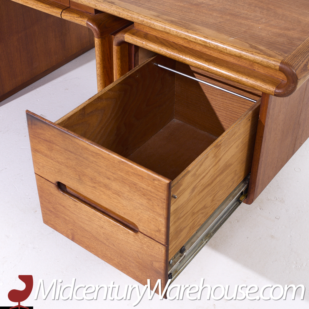 Lou Hodges for Creative Crafts Mid Century Curved Walnut Executive Desk