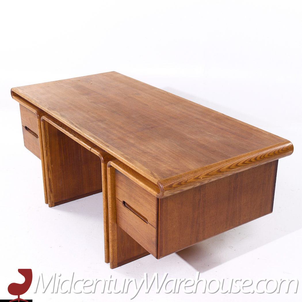 Lou Hodges for Creative Crafts Mid Century Curved Walnut Executive Desk