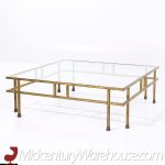 Maison Jansen Style Mid Century Large Italian Brass and Glass Coffee Table | Mid Century Modern Furniture - Mid Century Furniture Chicago Maison Jansen Style Mid Century Large Italian Brass and Glass Coffee Table