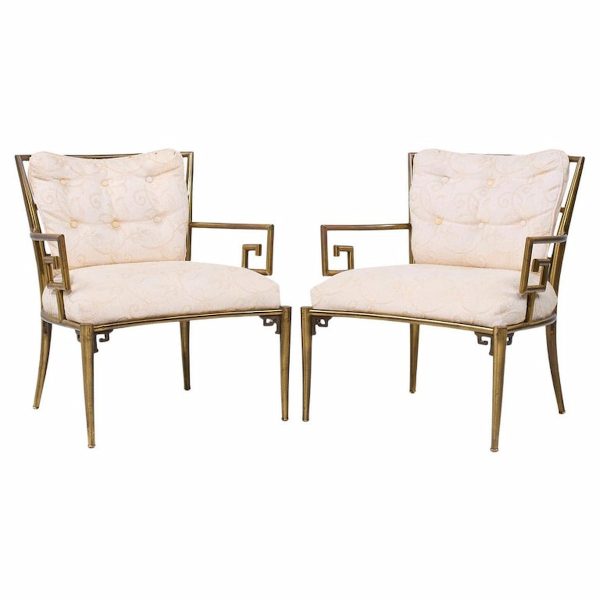 Mastercraft Mid Century Greek Key Lounge Chairs - Pair