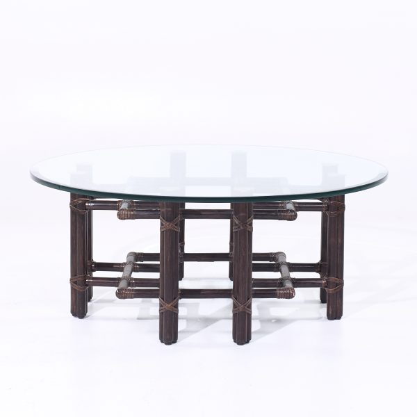 Mcguire Mid Century Rattan and Brass Coffee Table