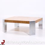 Milo Baughman Style Mid Century Burlwood and Chrome Coffee Table | Mid Century Modern Furniture - Mid Century Furniture Chicago Milo Baughman Style Mid Century Burlwood and Chrome Coffee Table