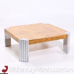 Milo Baughman Style Mid Century Burlwood and Chrome Coffee Table | Mid Century Modern Furniture - Mid Century Furniture Chicago Milo Baughman Style Mid Century Burlwood and Chrome Coffee Table