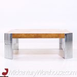 Milo Baughman Style Mid Century Burlwood and Chrome Coffee Table | Mid Century Modern Furniture - Mid Century Furniture Chicago Milo Baughman Style Mid Century Burlwood and Chrome Coffee Table
